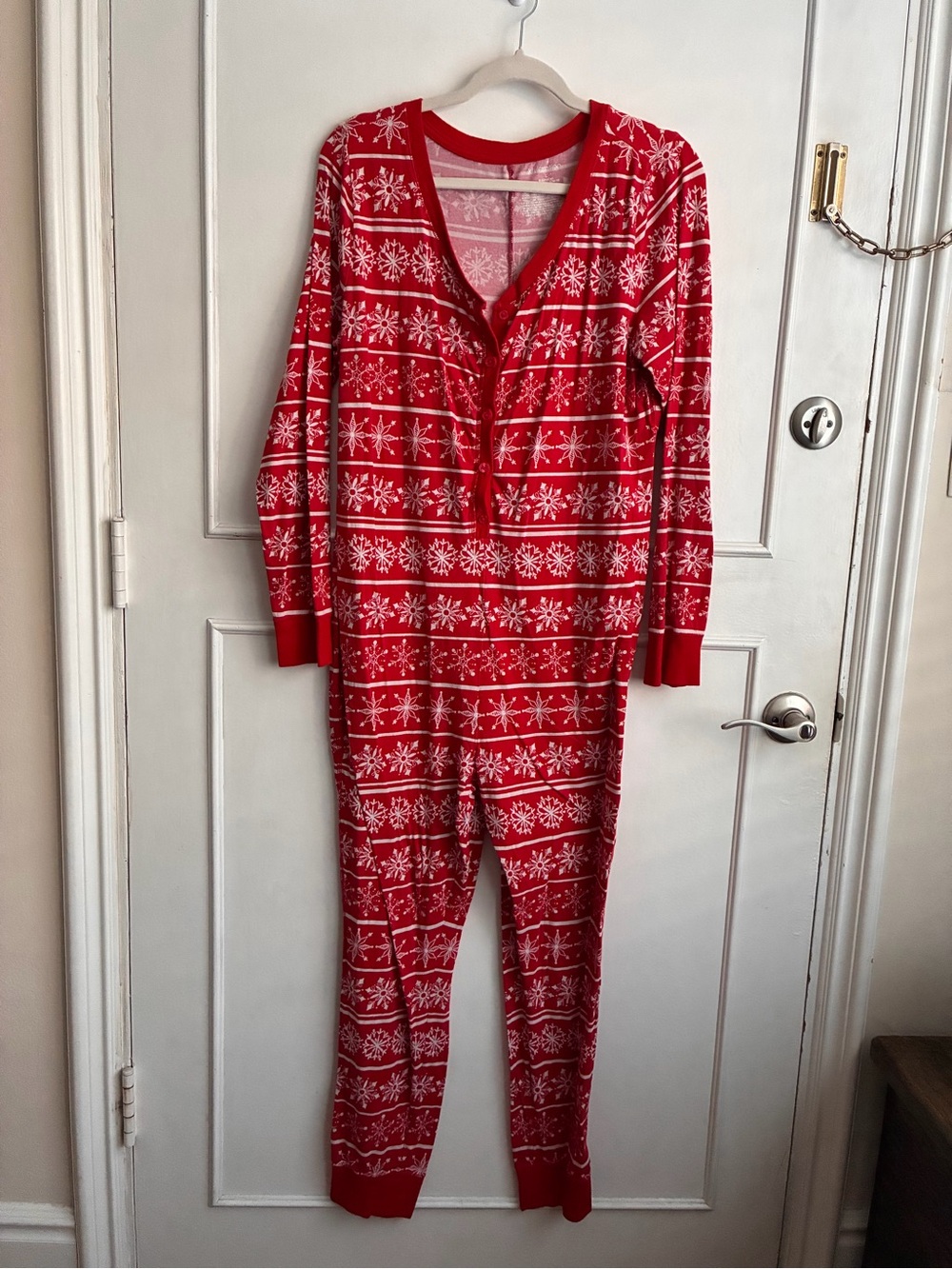 Xhilaration Red & White Holiday Snowflake Onesie Pajamas